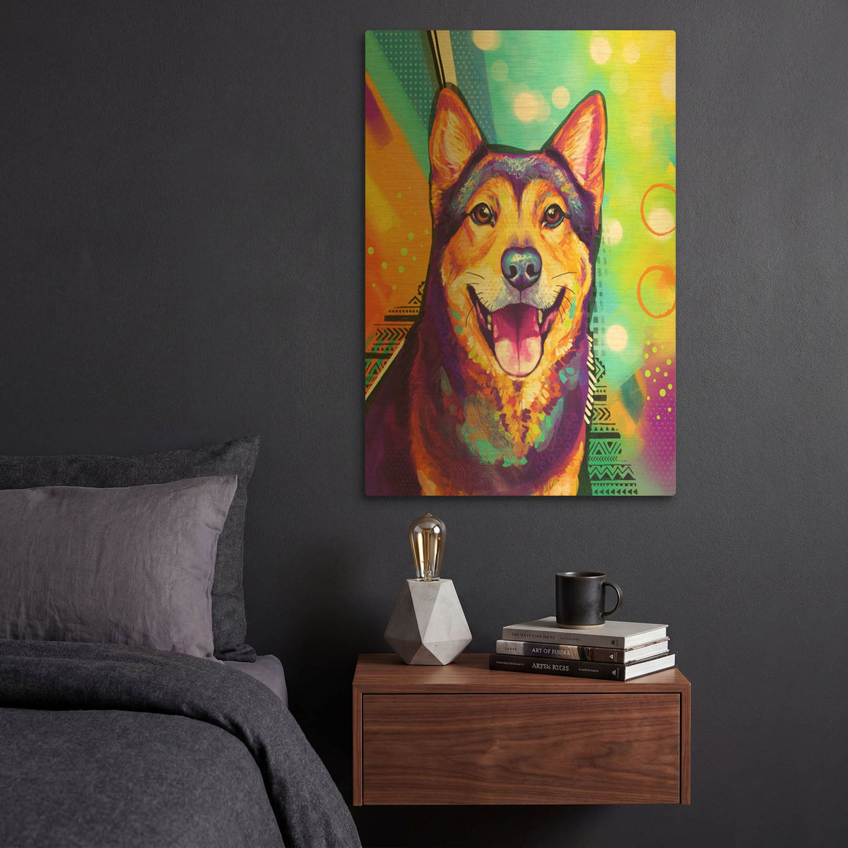 'Pop Art Akita' By Furbaby Affiliates Gold Metal Wall Art