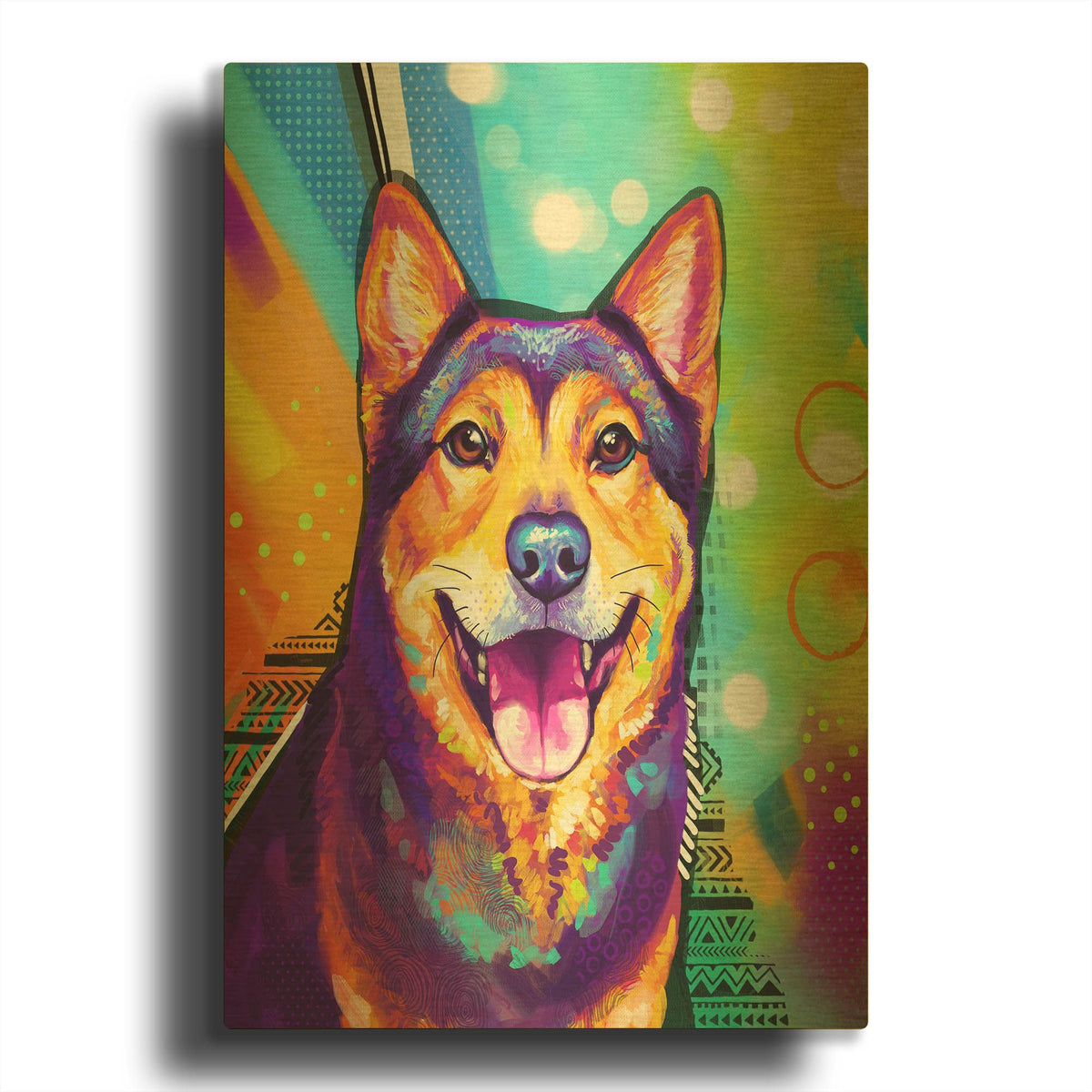 'Pop Art Akita' By Furbaby Affiliates Gold Metal Wall Art