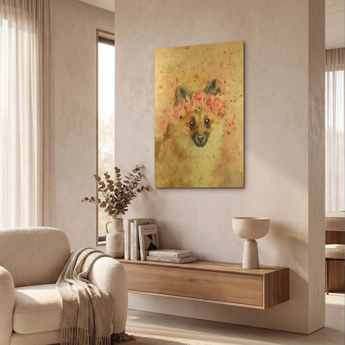 'Flower Crown Pomeranian' By Furbaby Affiliates Gold Metal Wall Art
