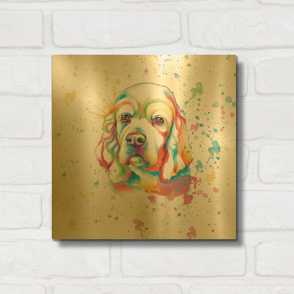 'Colorful Watercolor Cocker Spaniel' By Furbaby Affiliates Gold Metal Wall Art