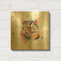 'Colorful Watercolor Calico Cat' By Furbaby Affiliates Gold Metal Wall Art
