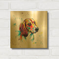'Colorful Watercolor Beagle' By Furbaby Affiliates Gold Metal Wall Art