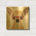 'Chihuahua Wearing Hipster Glasses' By Furbaby Affiliates Gold Metal Wall Art