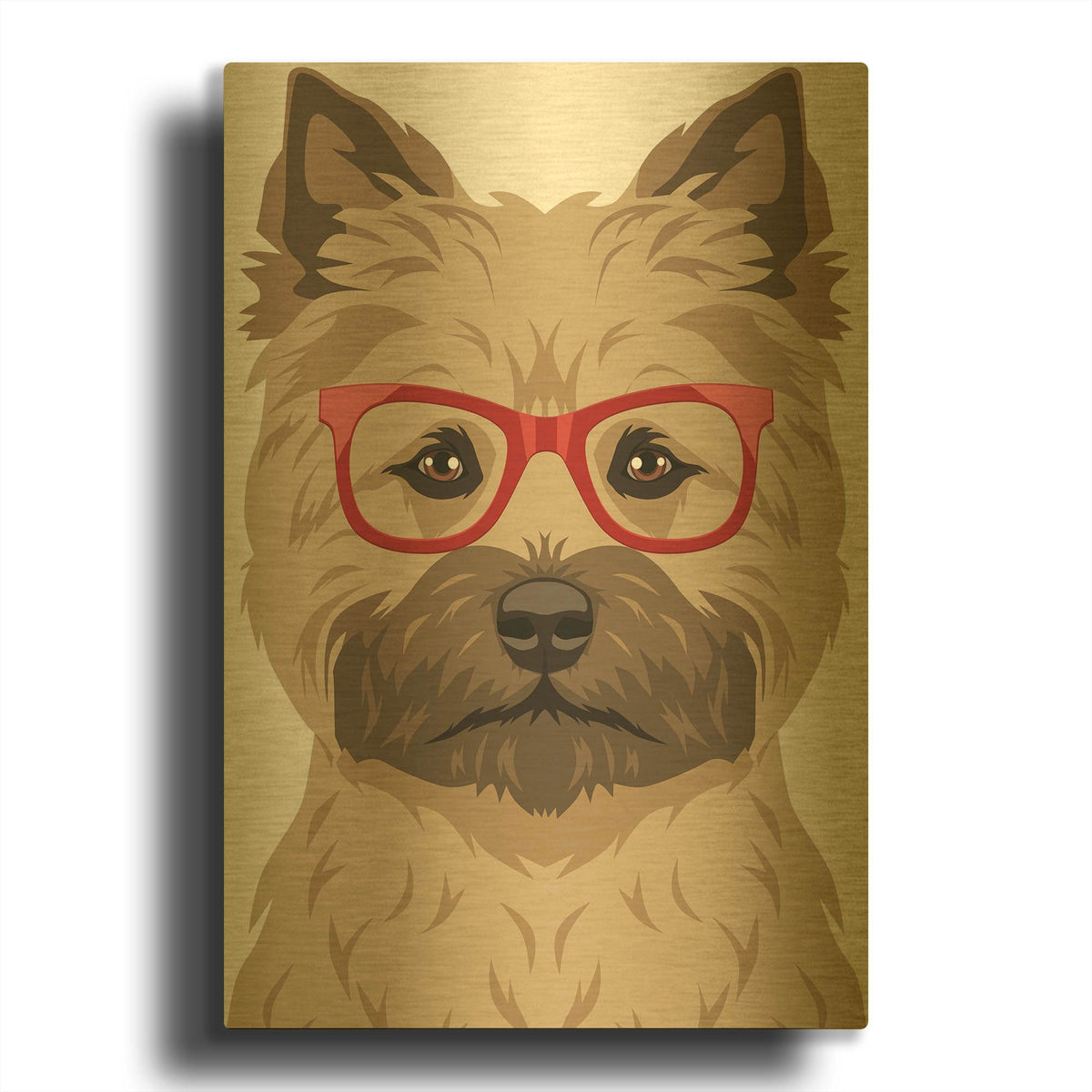 'Cairn Terrier Wearing Hipster Glasses' By Furbaby Affiliates Gold Metal Wall Art