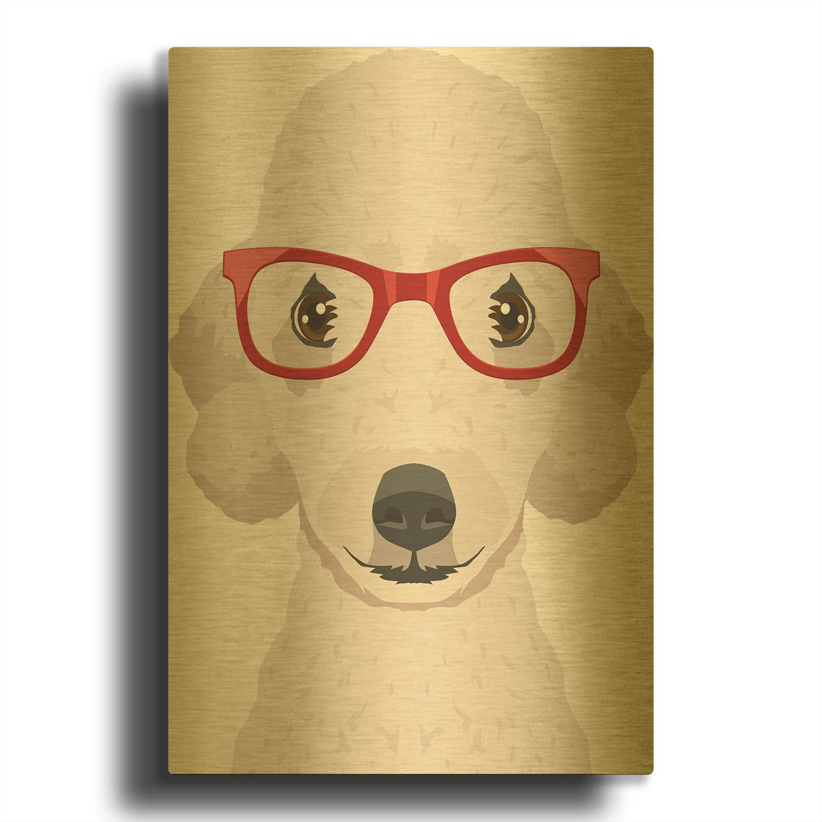 'Bedlington Terrier Wearing Hipster Glasses' By Furbaby Affiliates Gold Metal Wall Art