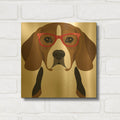 'Beagle Wearing Hipster Glasses 2' By Furbaby Affiliates Gold Metal Wall Art