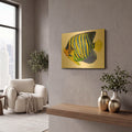 'Fish 2 Blue Yellow' By Olga and Alexey Drozdov Gold Metal Wall Art