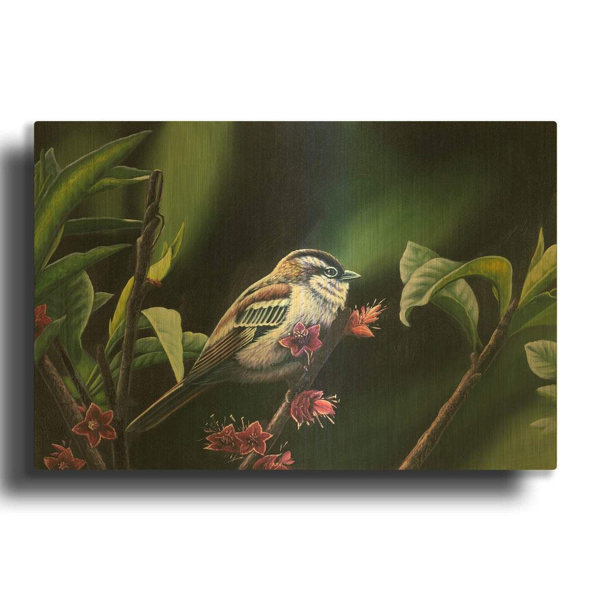 'Quiet Perch' By Patricia Feathers Gold Metal Wall Art