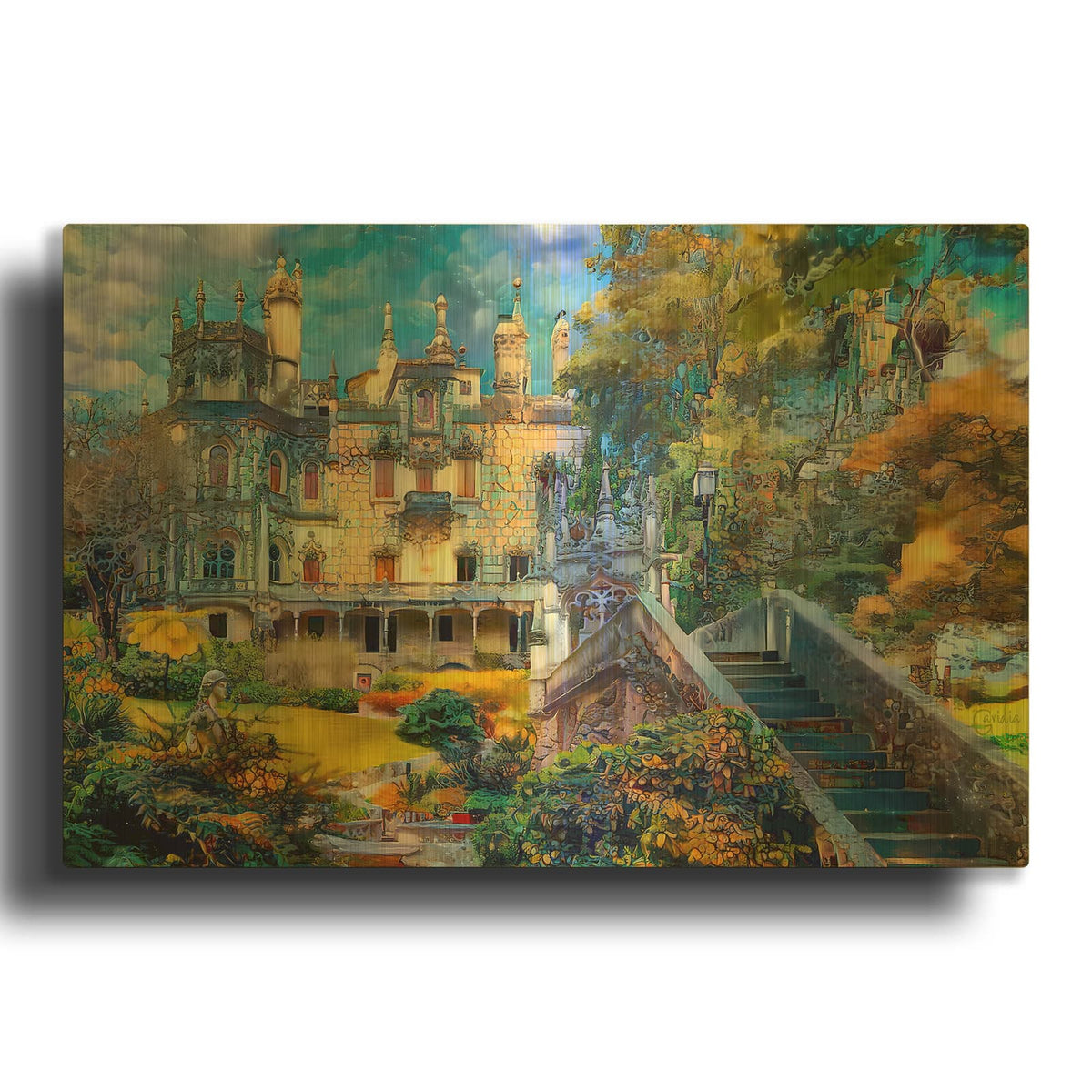 'Sintra Portugal Quinta de Regaleira' By Pedro Gavidia Gold Metal Wall Art
