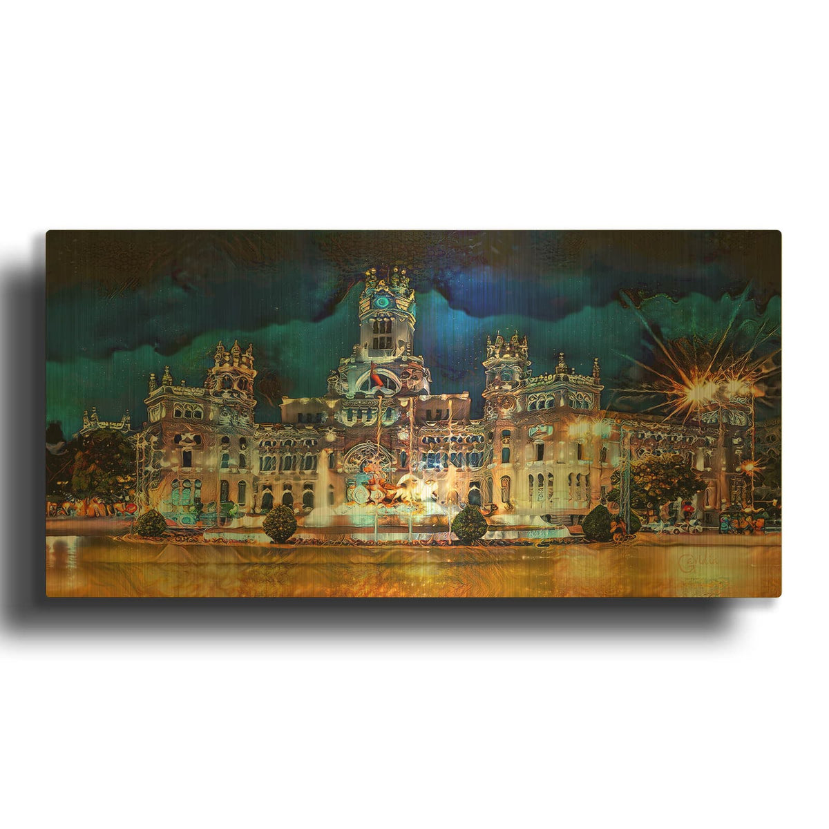 'Madrid Spain Cibeles Palace' By Pedro Gavidia Gold Metal Wall Art