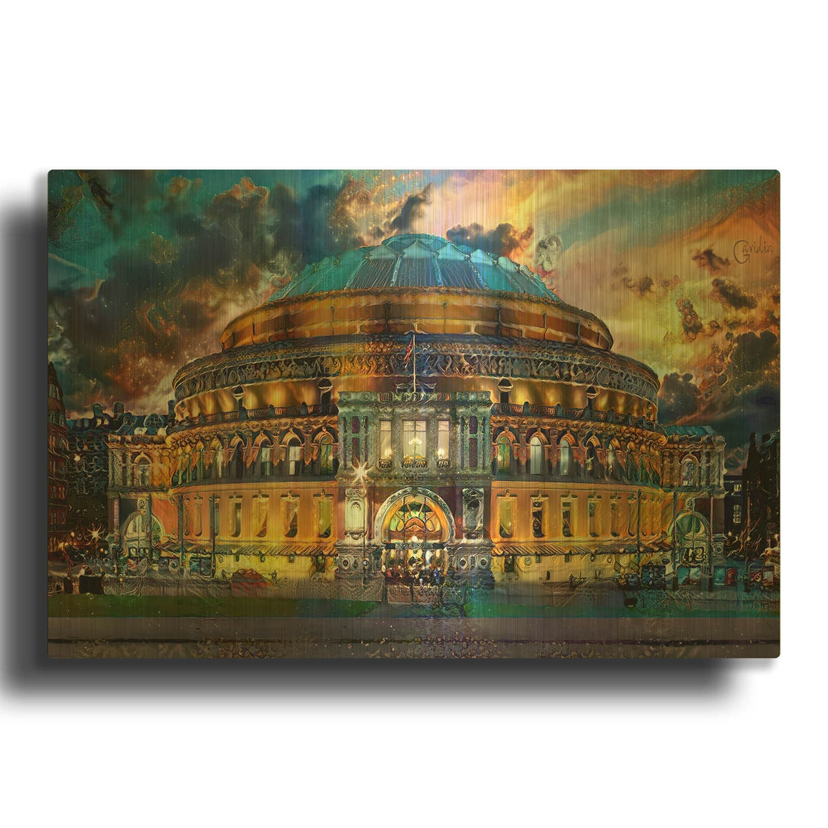 'London England Royal Albert Hall' By Pedro Gavidia Gold Metal Wall Art