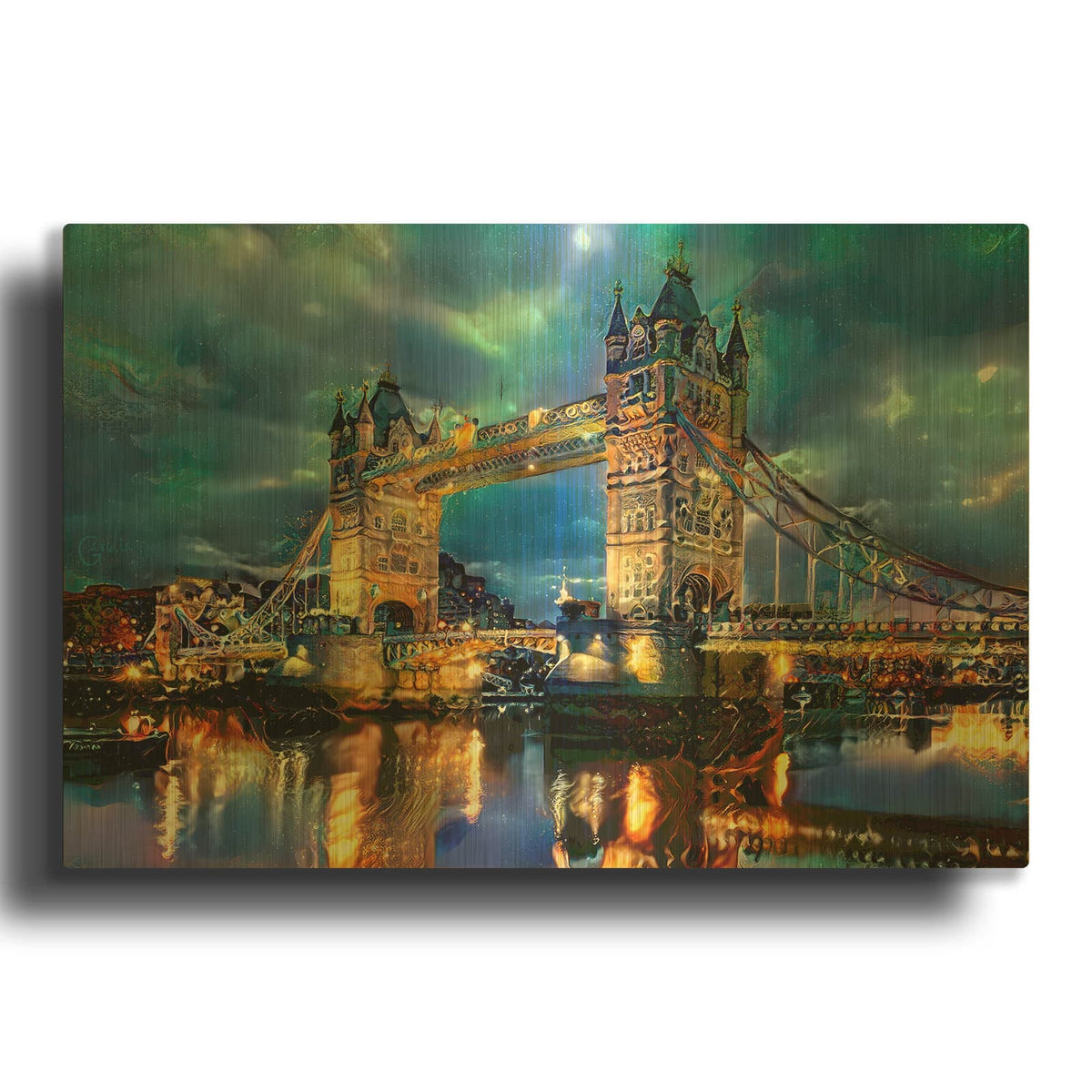 'England London Bridge' By Pedro Gavidia Gold Metal Wall Art