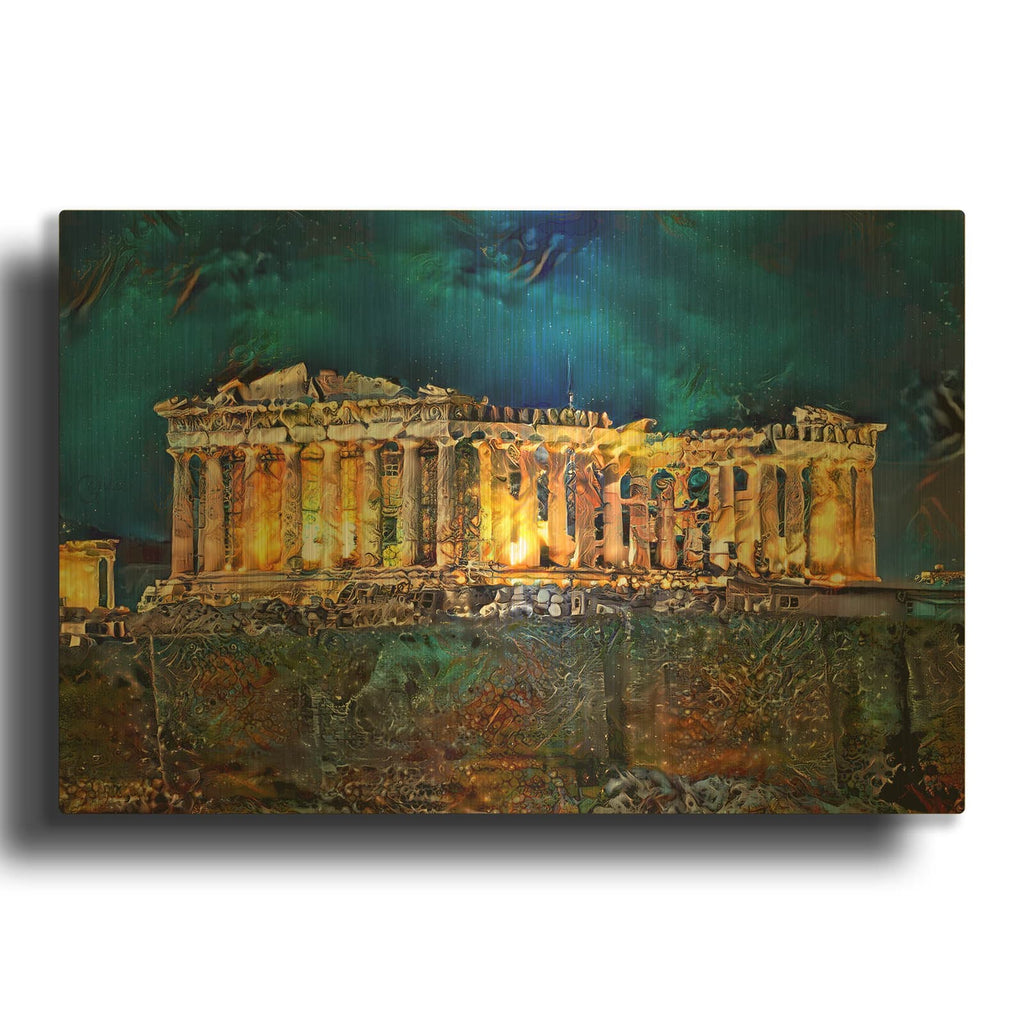 'Athens Greece Parthenon' By Pedro Gavidia Gold Metal Wall Art