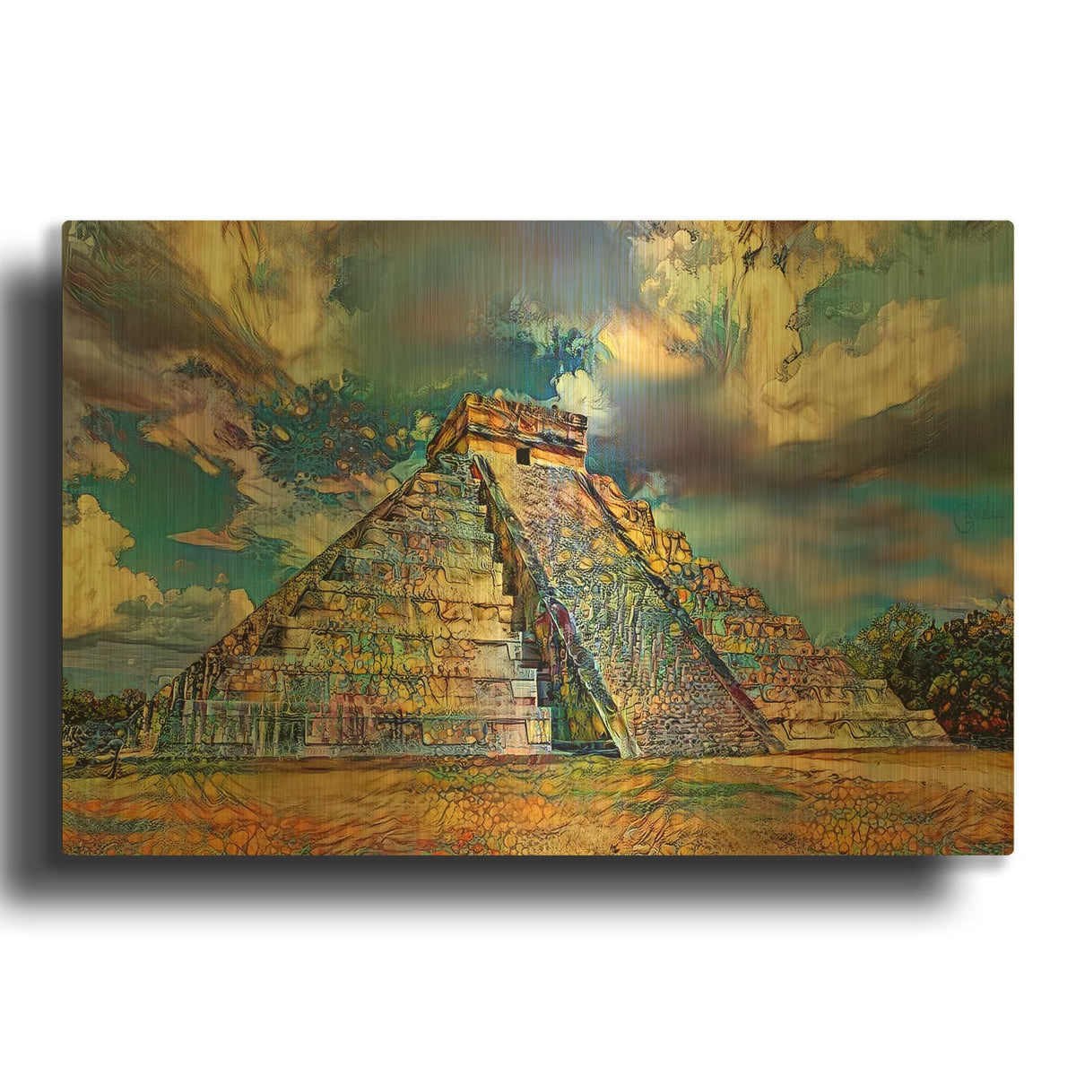 'Yucatan Mexico Chichen Itza' By Pedro Gavidia Gold Metal Wall Art