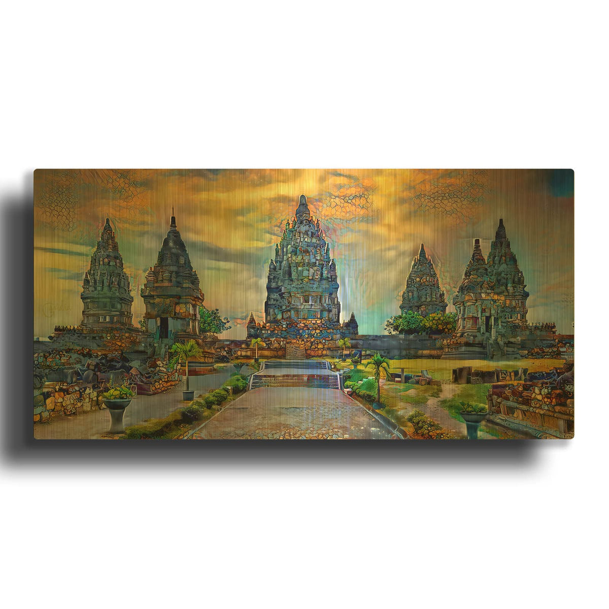 'Yogyakarta Indonesia Prambanan temple' By Pedro Gavidia Gold Metal Wall Art