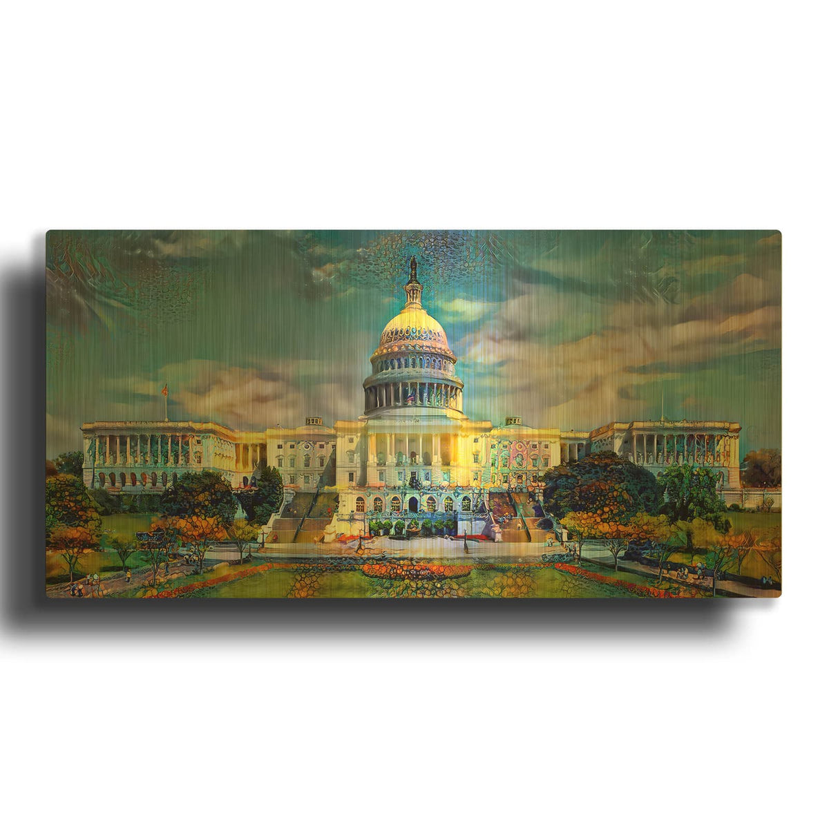 'Washington United States Capitol' By Pedro Gavidia Gold Metal Wall Art