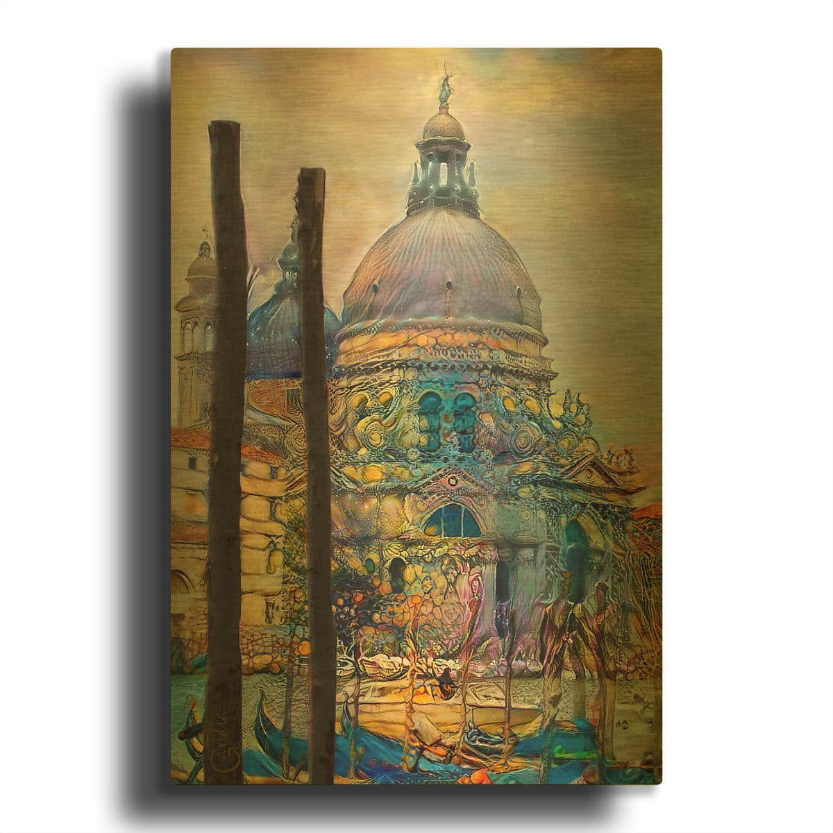'Venice Italy The Salute Church of Saint Mary of Good Health' By Pedro Gavidia Gold Metal Wall Art
