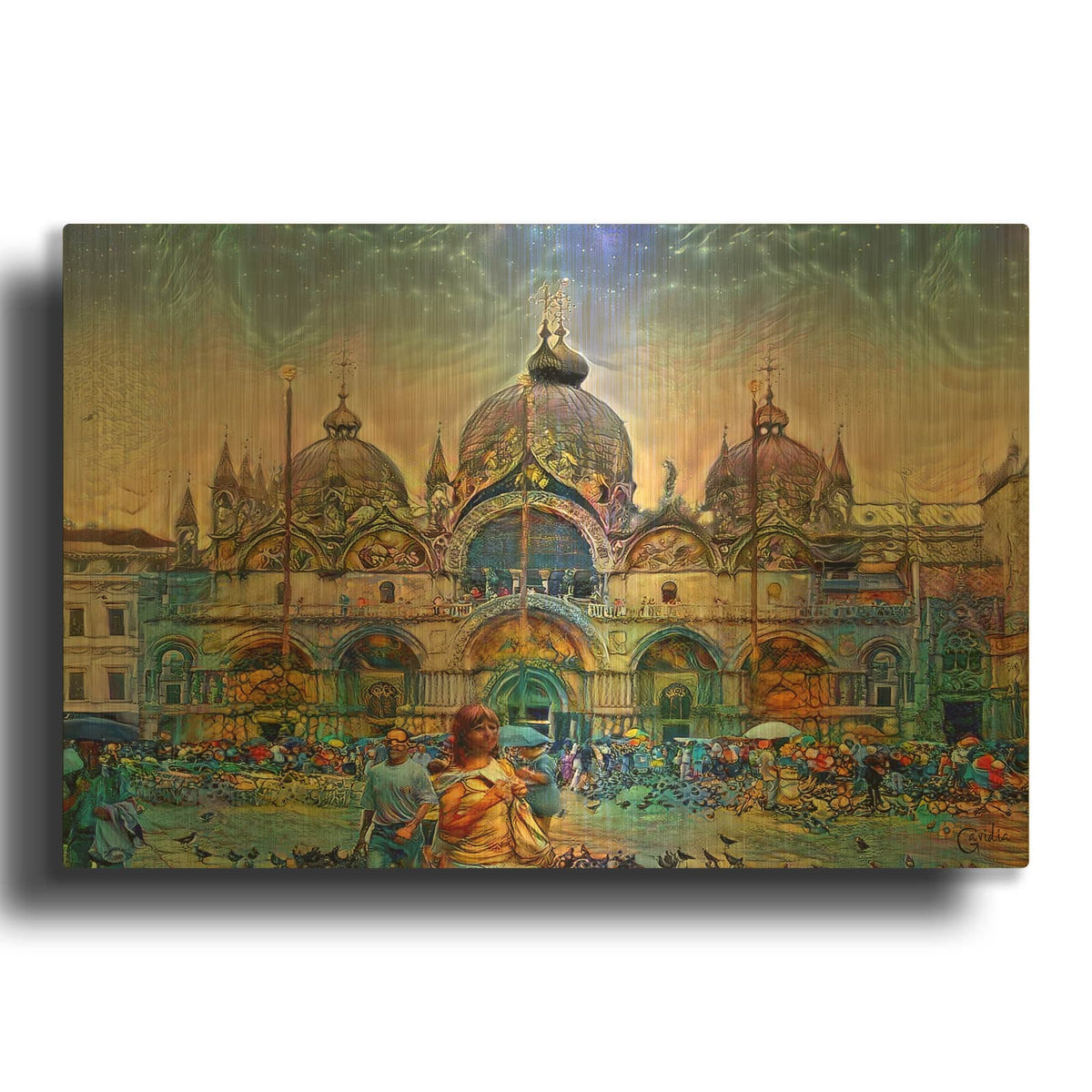 'Venice Italy Patriarchal Cathedral Basilica of Saint Mark' By Pedro Gavidia Gold Metal Wall Art