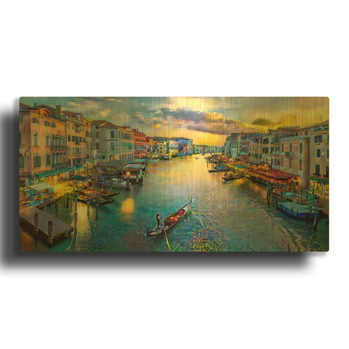 'Venice Italy Grand Canal' By Pedro Gavidia Gold Metal Wall Art