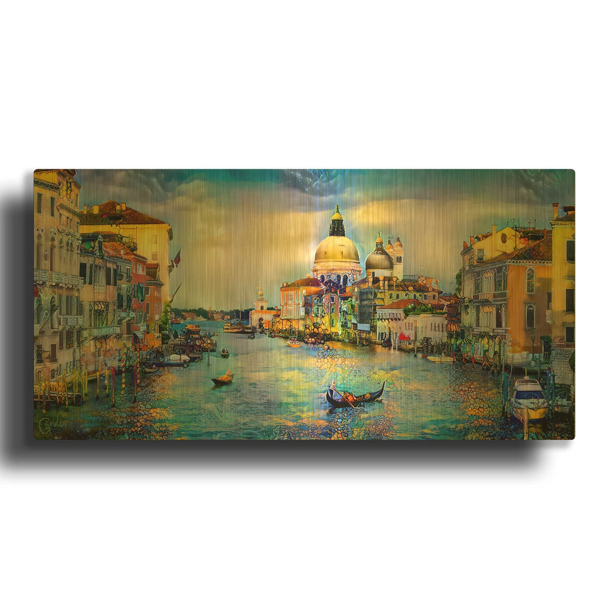 'Venice Italy Grand Canal and La Salute' By Pedro Gavidia Gold Metal Wall Art