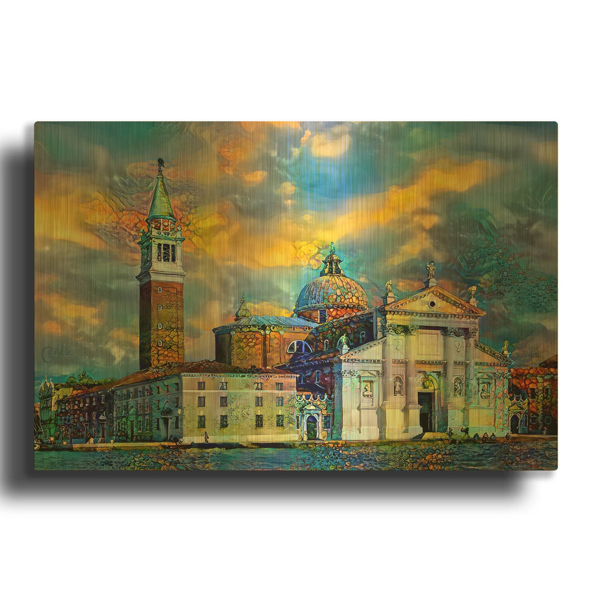 'Venice Italy Church of San Giorgio Maggiore' By Pedro Gavidia Gold Metal Wall Art