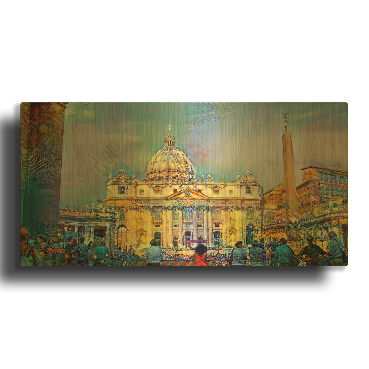 'Vatican City Saint Peter Basilica' By Pedro Gavidia Gold Metal Wall Art