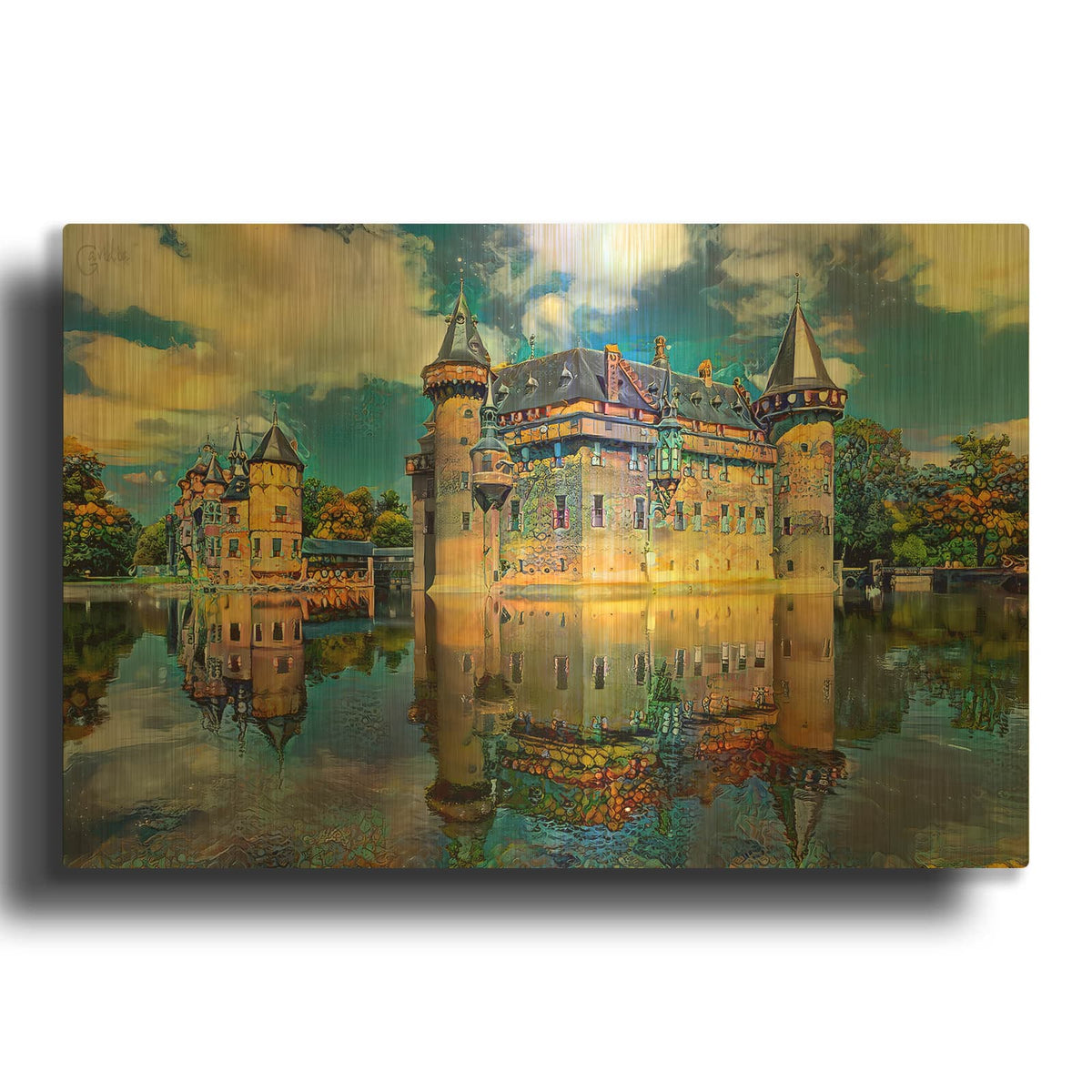 'Ultrecht Netherlands De Haar Castle' By Pedro Gavidia Gold Metal Wall Art