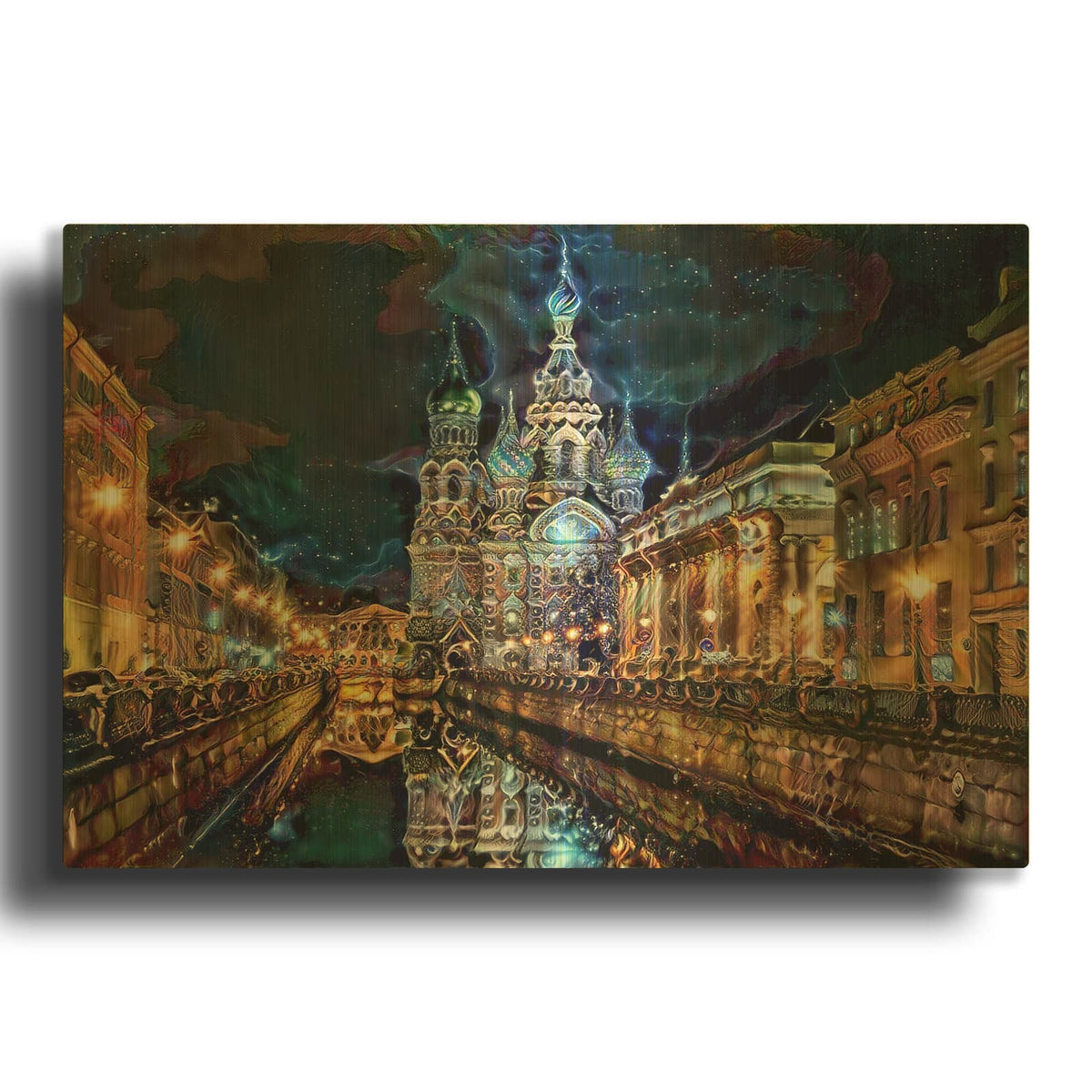 'Saint Petersburg Russia Church of the Savior on Spilled Blood at night' By Pedro Gavidia Gold Metal Wall Art