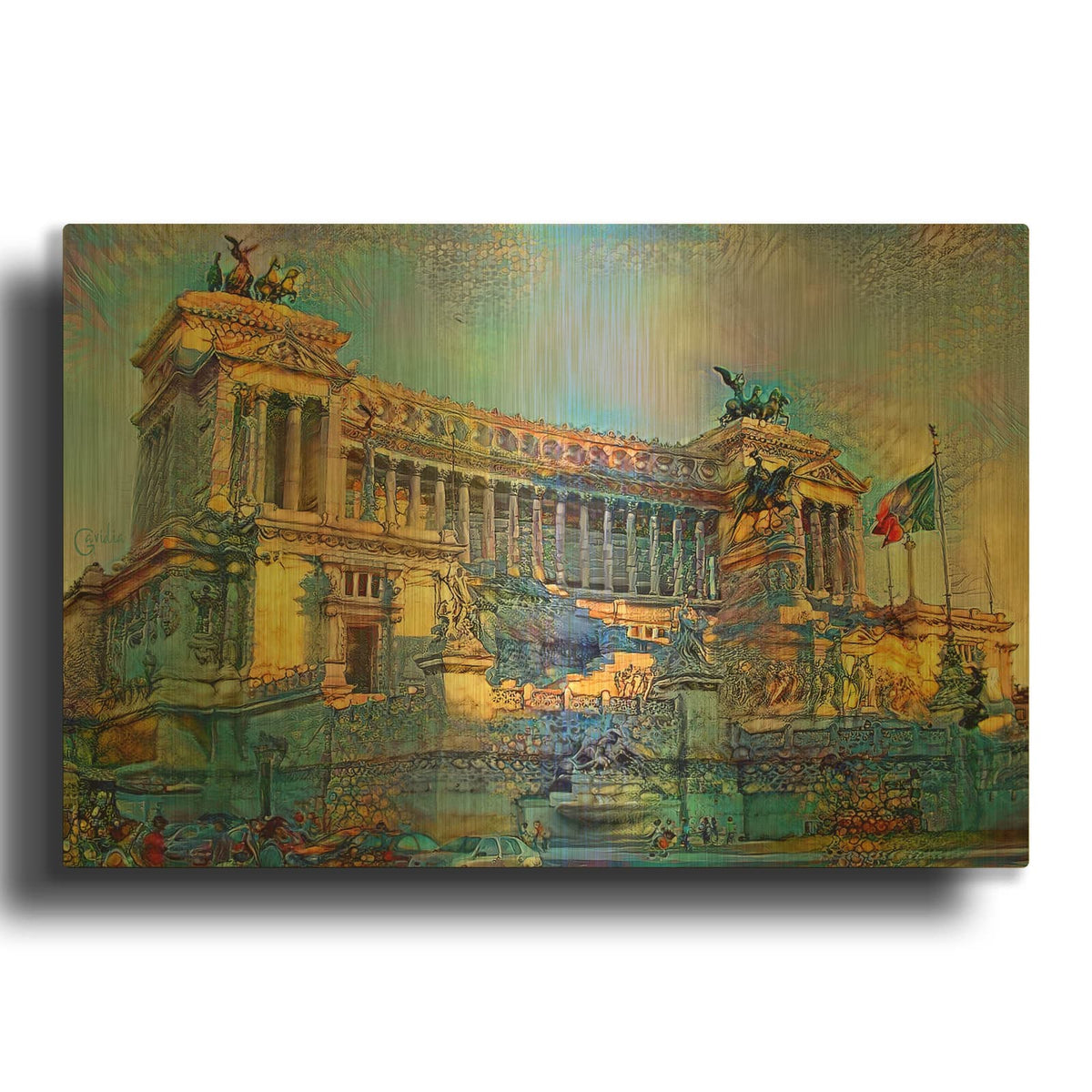 'Rome Italy Victor Emmanuel II National Monument' By Pedro Gavidia Gold Metal Wall Art