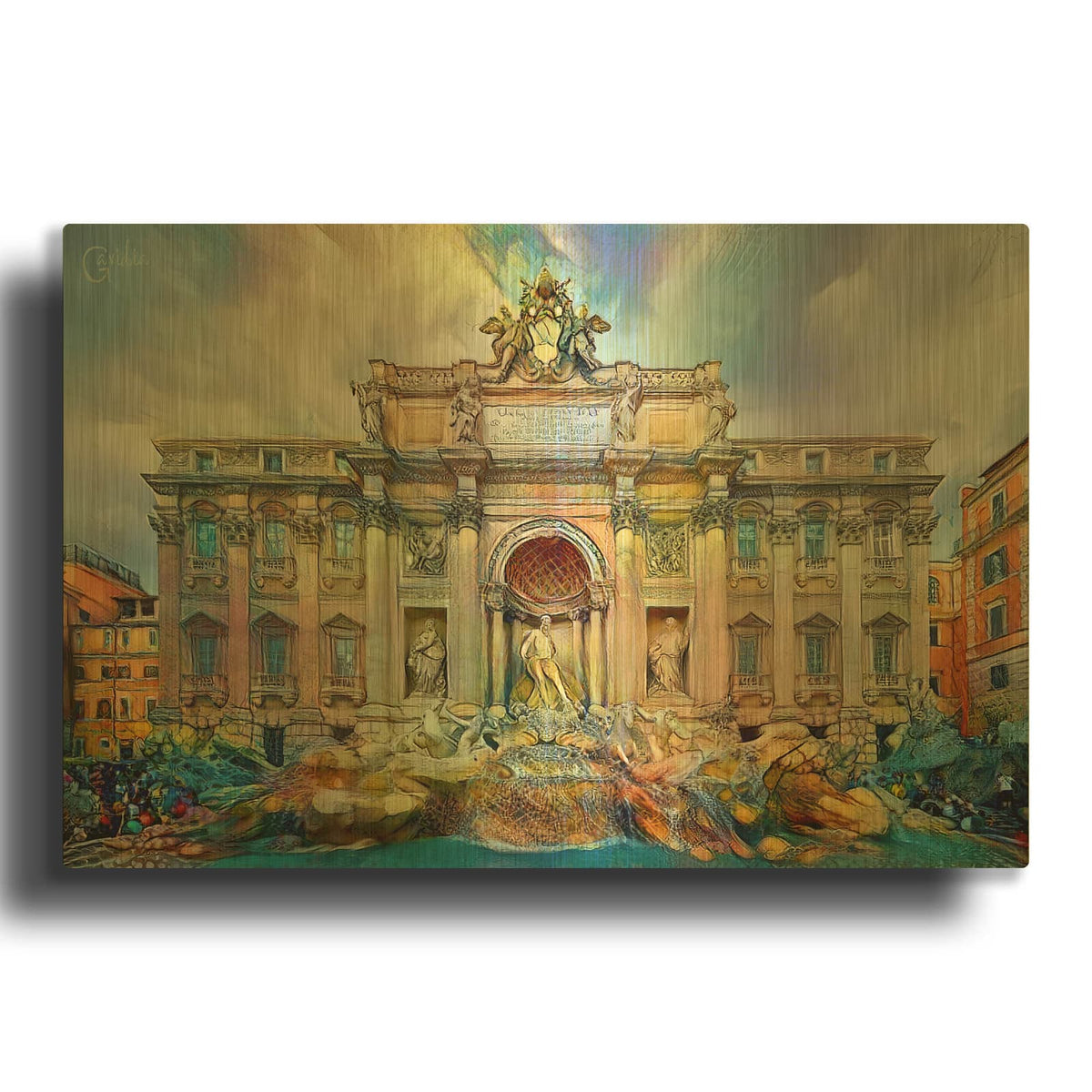 'Rome Italy Trevi Fountain' By Pedro Gavidia Gold Metal Wall Art