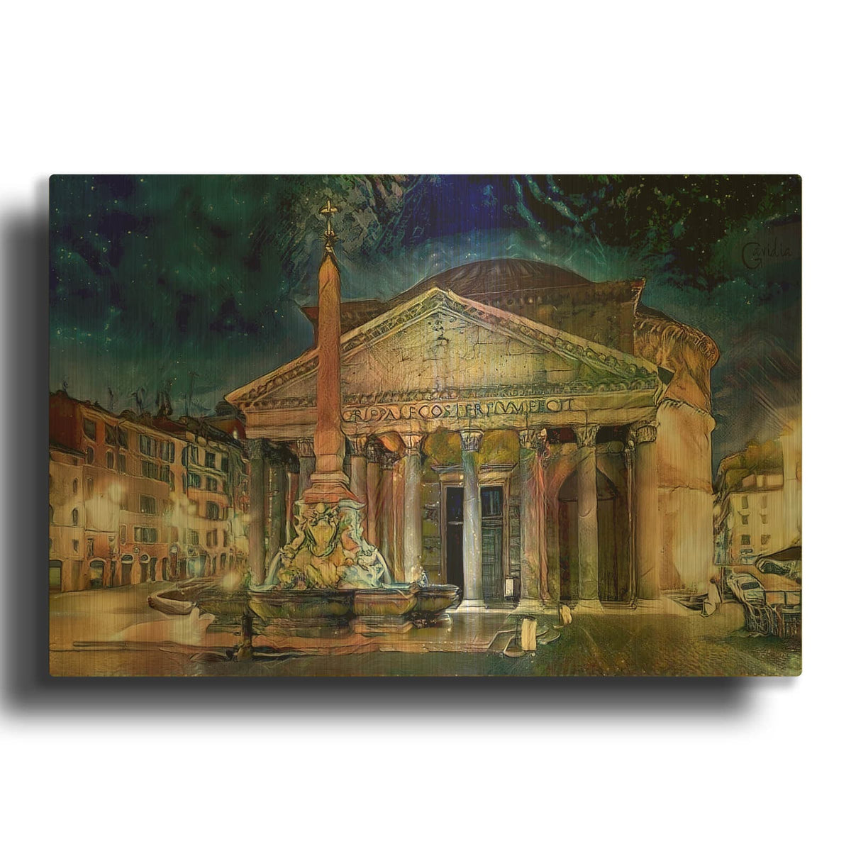 'Rome Italy Pantheon' By Pedro Gavidia Gold Metal Wall Art