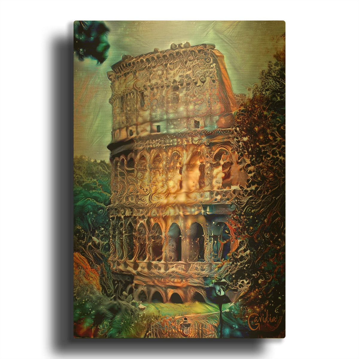 'Rome Italy Colosseum' By Pedro Gavidia Gold Metal Wall Art