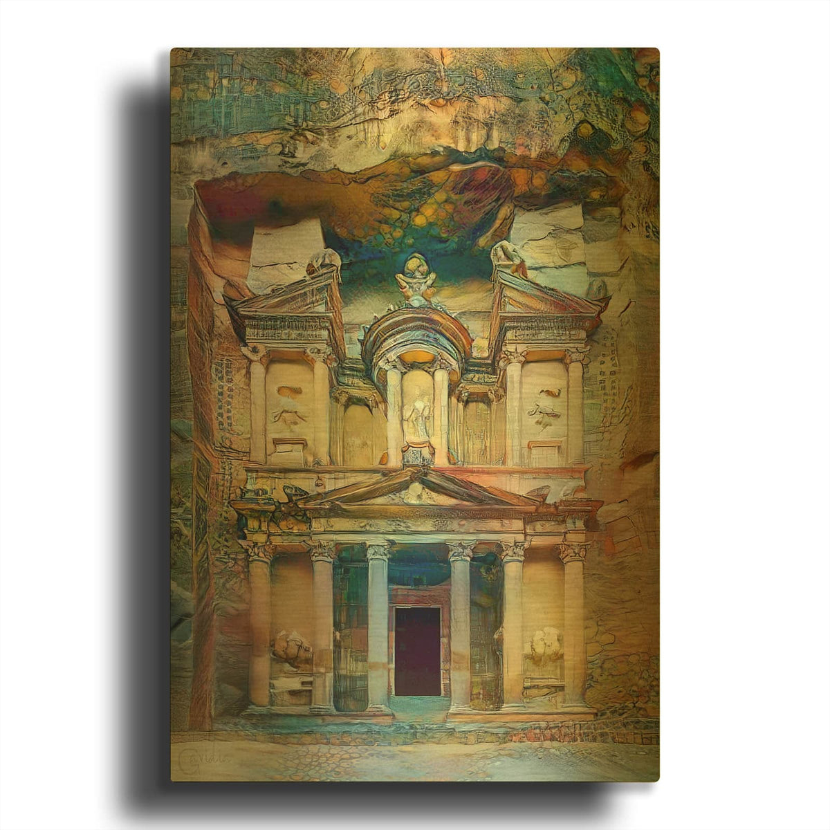 'Petra Jordan' By Pedro Gavidia Gold Metal Wall Art