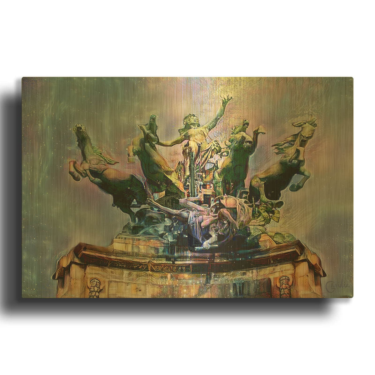'Paris France Quadriga at Grand Palais' By Pedro Gavidia Gold Metal Wall Art