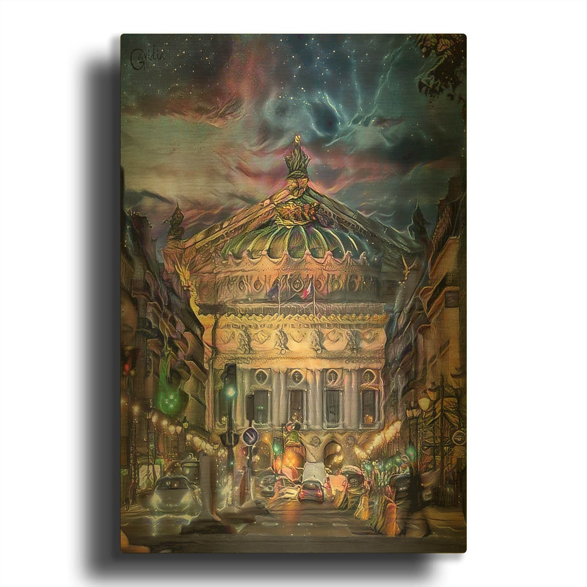'Paris France Opera Garnier at dusk' By Pedro Gavidia Gold Metal Wall Art