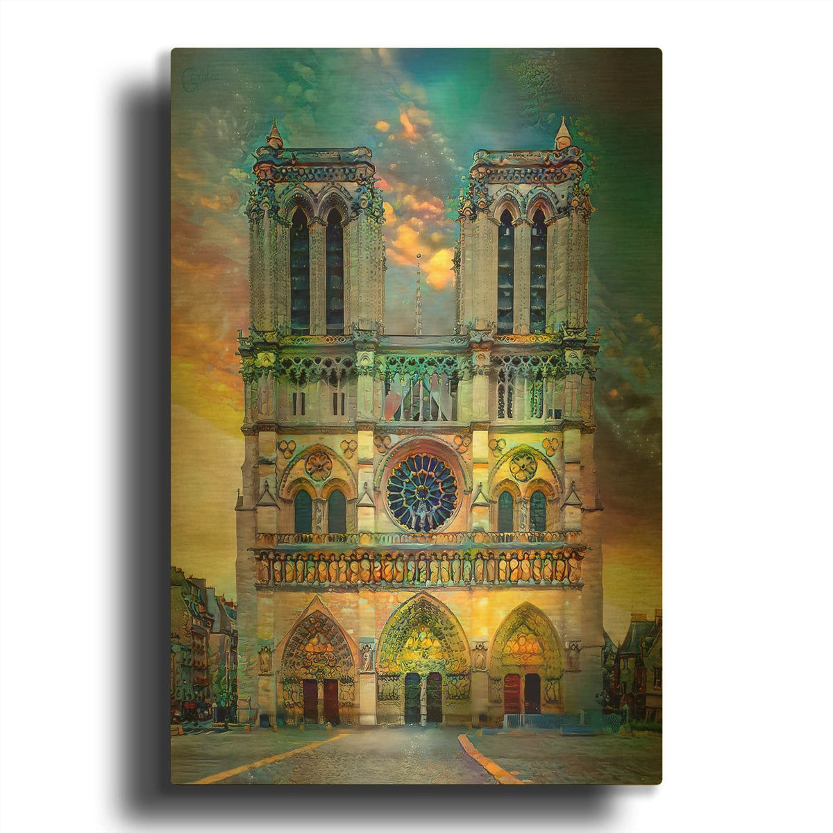 'Paris France Notre Dame Cathedral' By Pedro Gavidia Gold Metal Wall Art