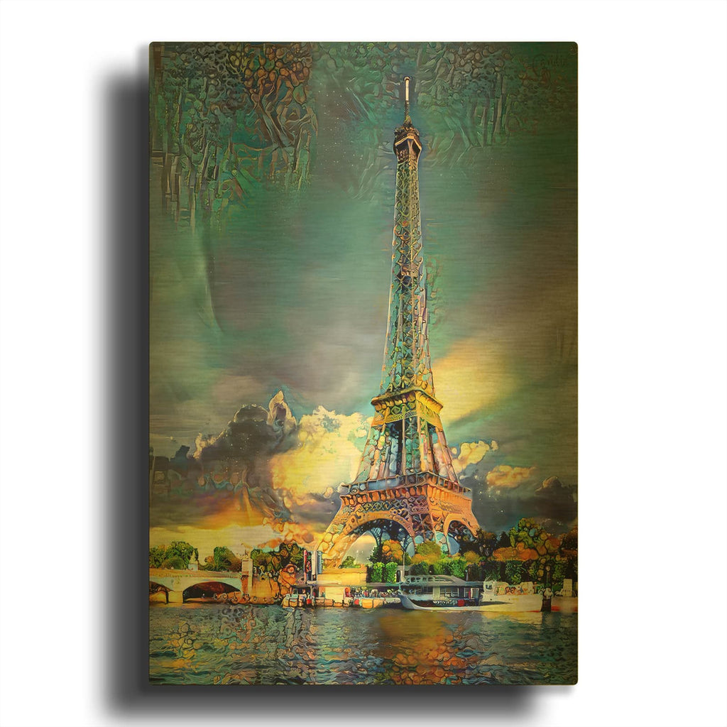 'Paris France Eiffel Tower' By Pedro Gavidia Gold Metal Wall Art