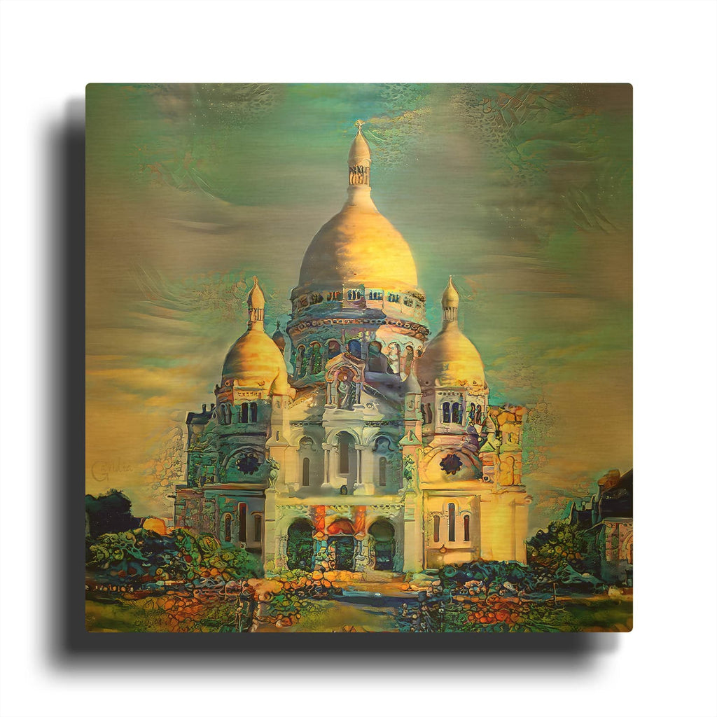 'Paris France Basilica of the Sacred Heart Sacre Coeur' By Pedro Gavidia Gold Metal Wall Art
