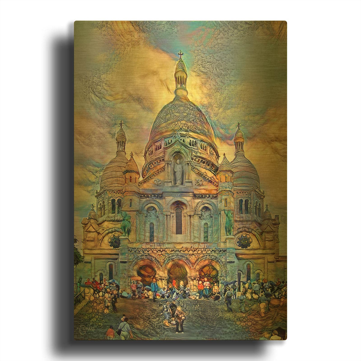 'Paris France Basilica of the Sacred Heart Sacre Coeur 2' By Pedro Gavidia Gold Metal Wall Art