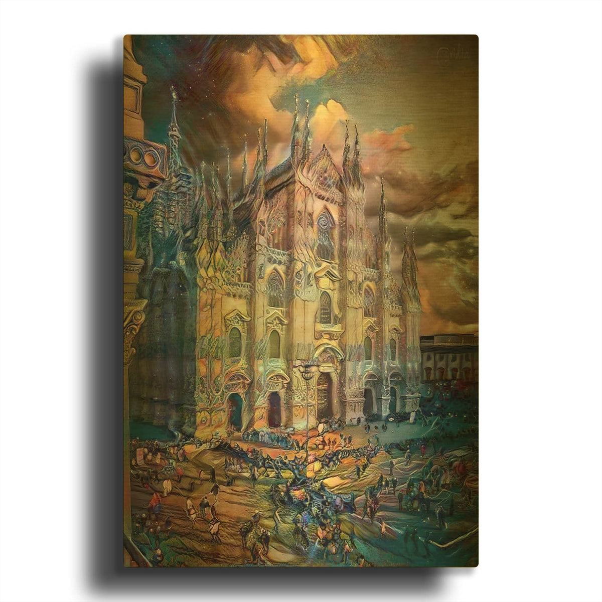 'Milan Italy Domm Cathedral' By Pedro Gavidia Gold Metal Wall Art