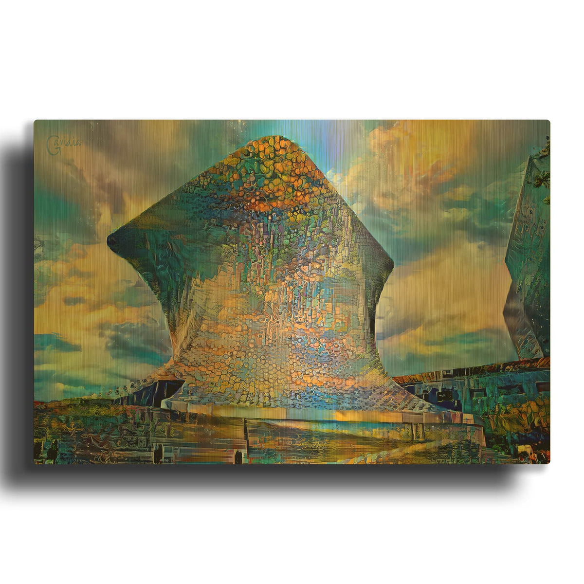 'Mexico City Soumaya Museum' By Pedro Gavidia Gold Metal Wall Art