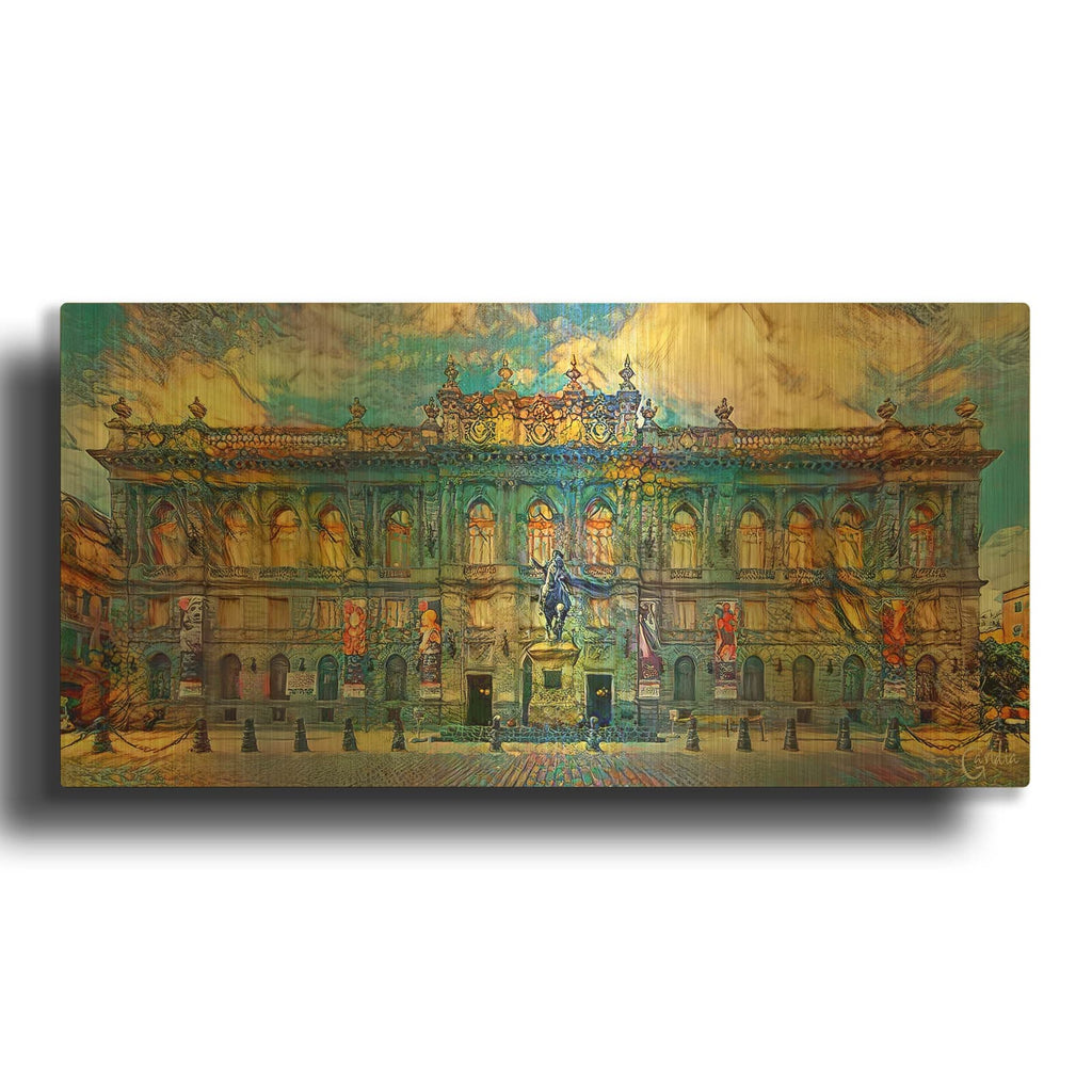 'Mexico City National Museum of Art' By Pedro Gavidia Gold Metal Wall Art