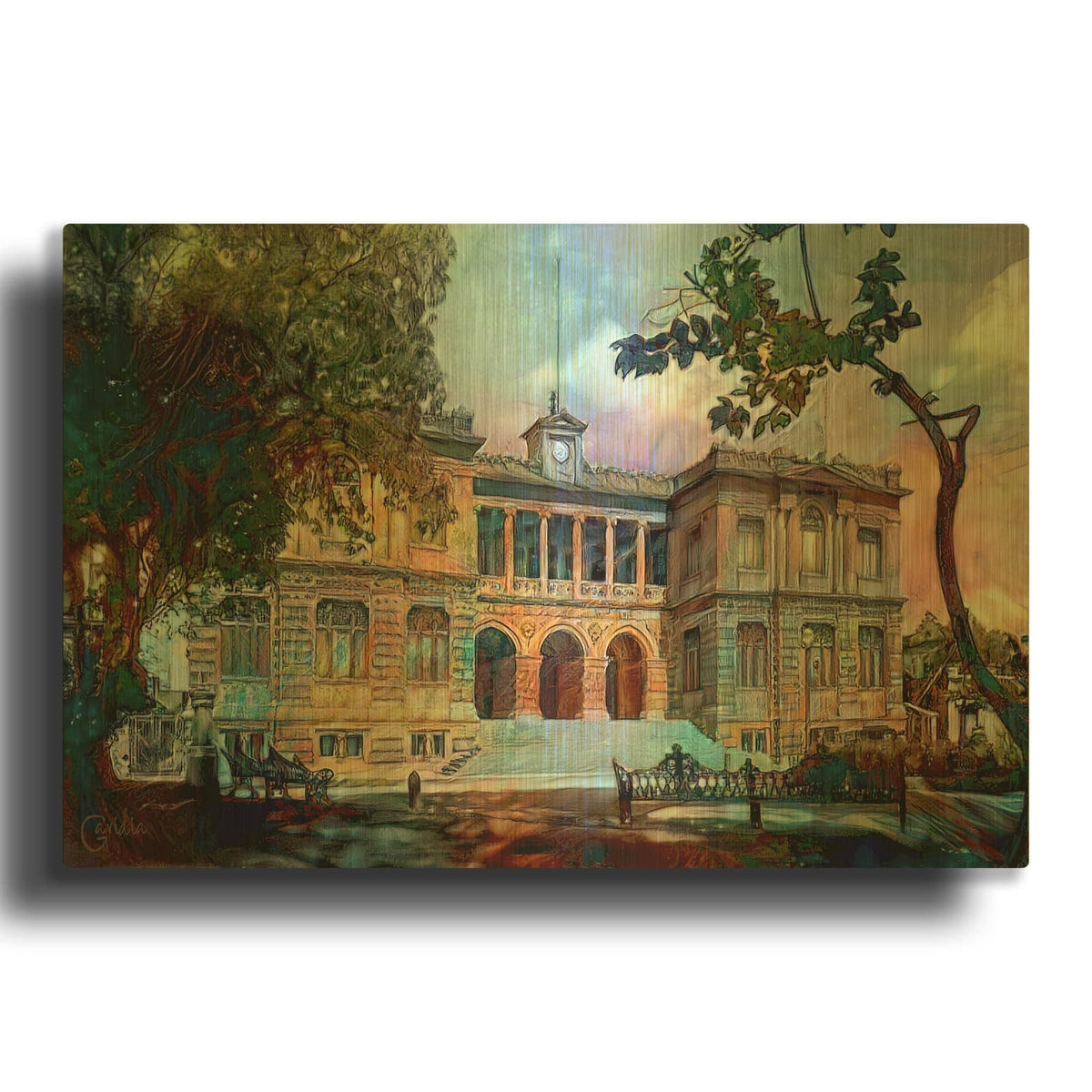 'Mexico City Museum of Geology' By Pedro Gavidia Gold Metal Wall Art