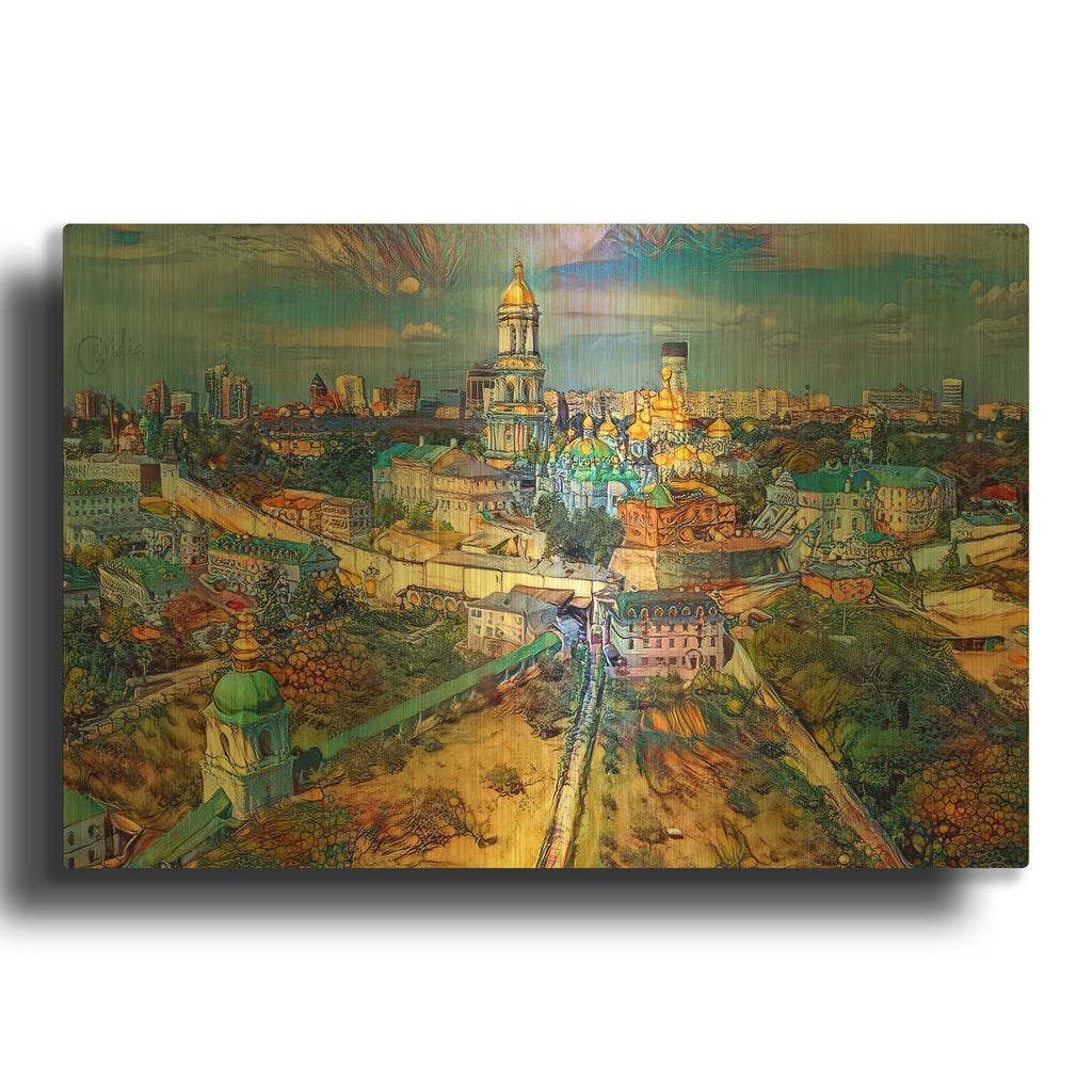 'Kyiv Ukraine City' By Pedro Gavidia Gold Metal Wall Art