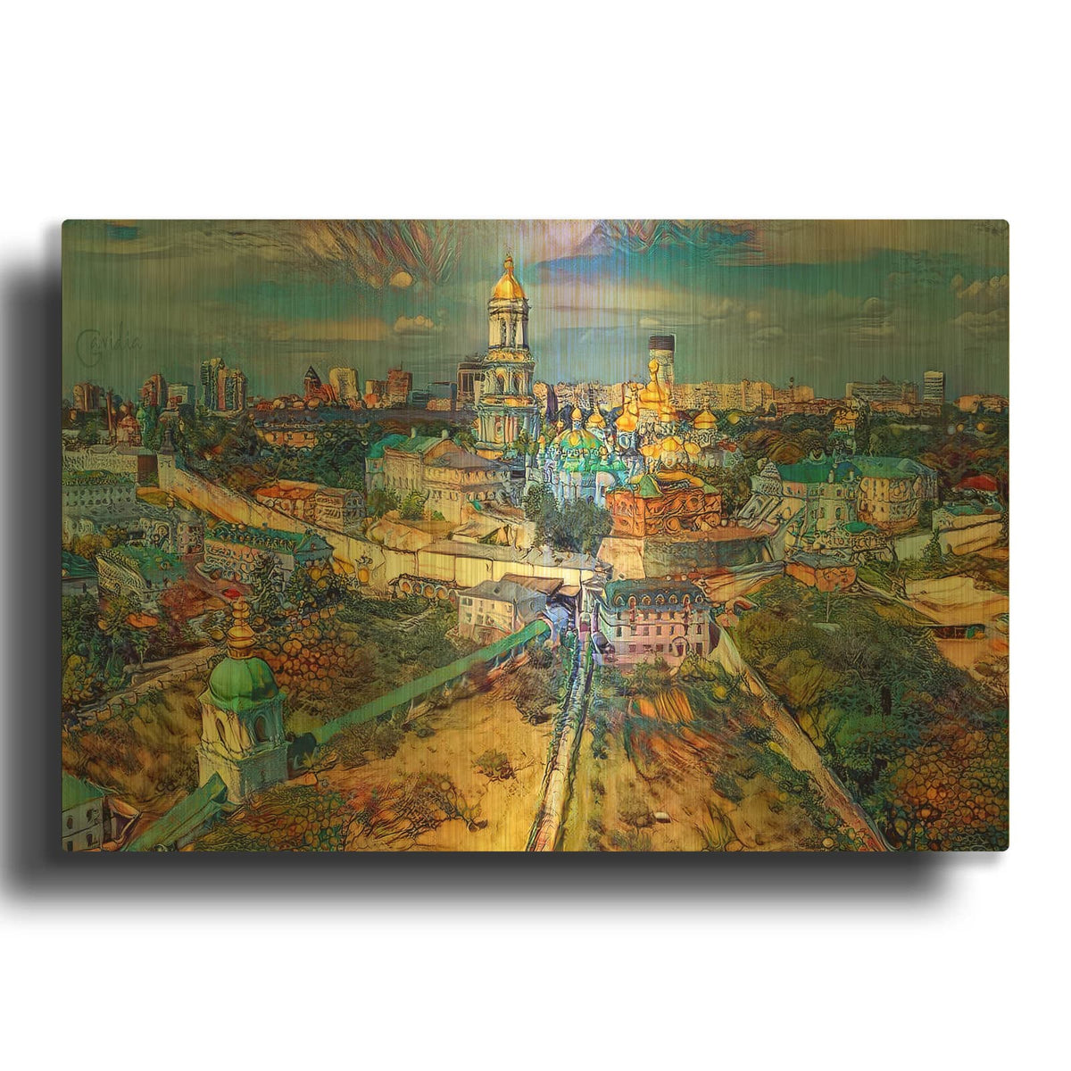 'Kyiv Ukraine City' By Pedro Gavidia Gold Metal Wall Art