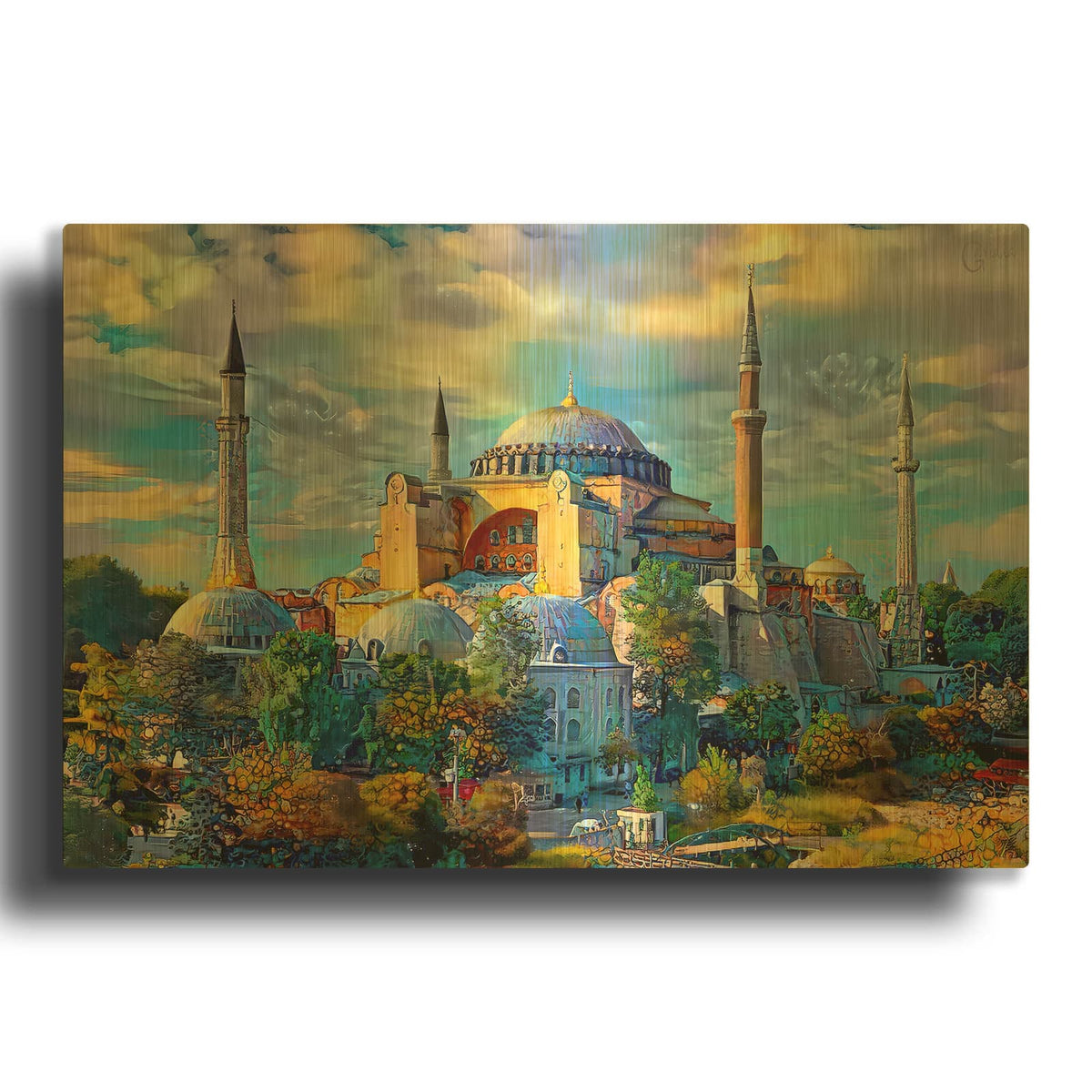 'Istanbul Turkey Hagia Sophia' By Pedro Gavidia Gold Metal Wall Art