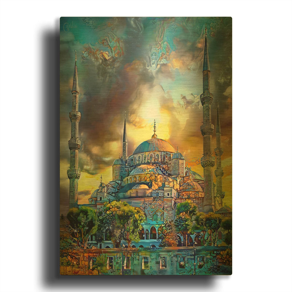 'Istanbul Turkey Blue Mosque' By Pedro Gavidia Gold Metal Wall Art