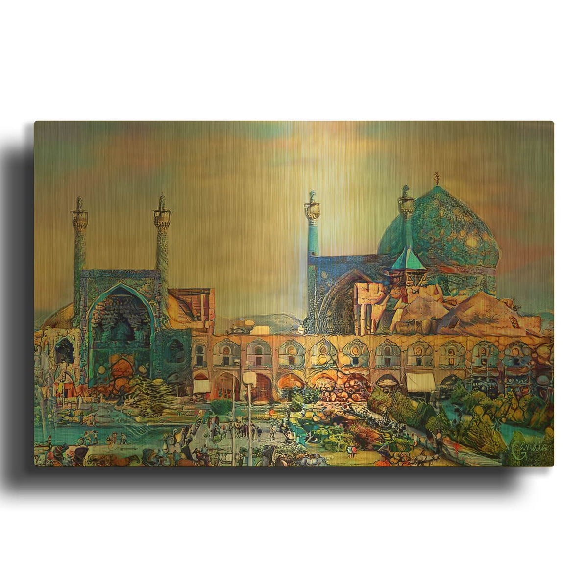 'Isfahan Iran Imam Khomeini Mosque' By Pedro Gavidia Gold Metal Wall Art