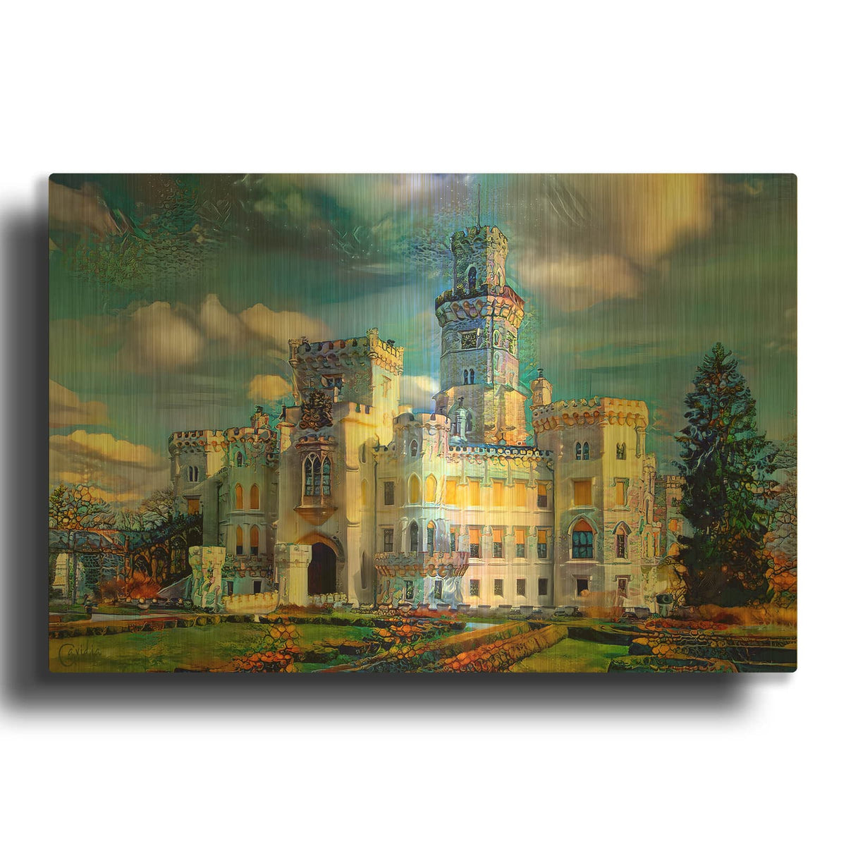 'Hluboka nad Vltavou Czech Republic Hluboka Castle' By Pedro Gavidia Gold Metal Wall Art