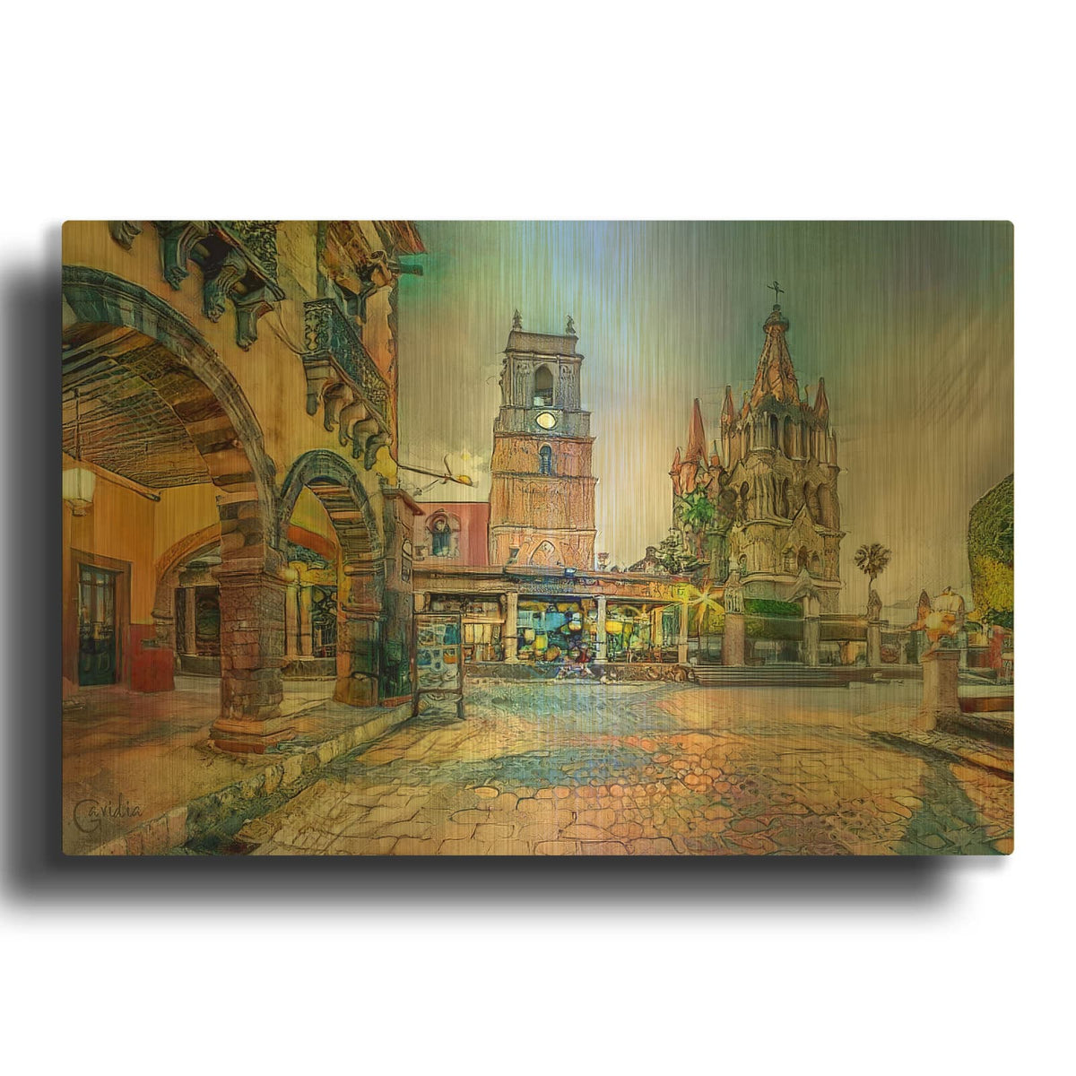 'Guanajuato Mexico San Miguel de Allende' By Pedro Gavidia Gold Metal Wall Art